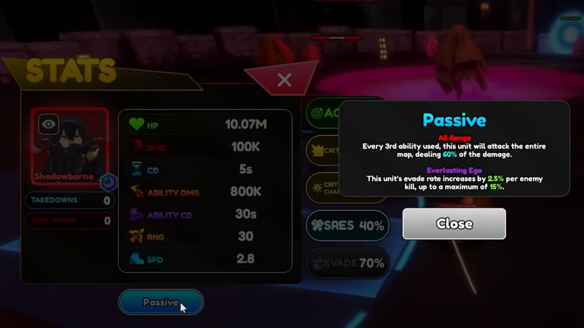 Passives of the Shadowborne boss (Image via Roblox)